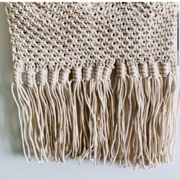 NEW Boho Chic Macrame Woven Shoulder Fringe Shopper Tote Bag - Picture 5 of 16